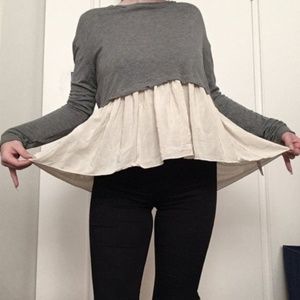 Wilfred Tops - Wilfred Grey Tshirt with Silk Peplum Bottom Wilfred Tops - Wilfred Grey Tshirt with Silk Peplum Bottom
